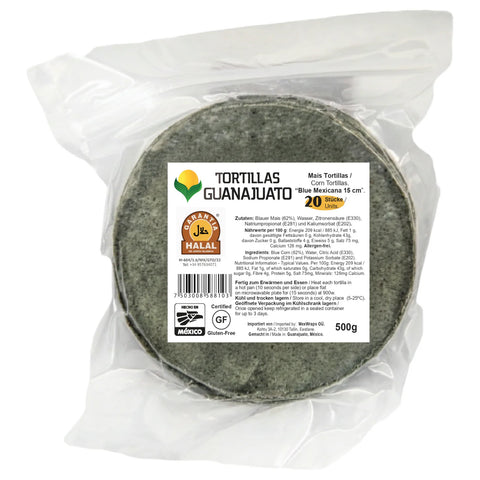 Torti Maiz Guanajuato 500g blue corn 15cm
