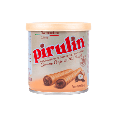 Pirulin wafelrolletjes chocolade 155g blik