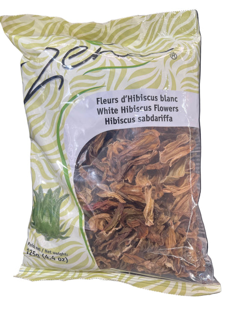 Zena witte gedroogde hibiscusbloemen zak 125g